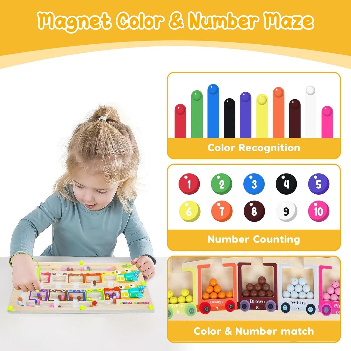 🎨 ColorMaze MagnetoPlay – Montessori Puzzle Board